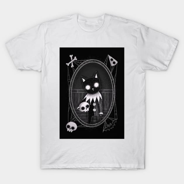 Black Cat Portrait T-Shirt by Sickyll